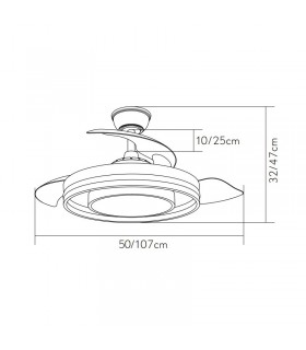 Ventilador de Techo PITUFO APP Negro DC 57W 3990Lm 3 Aspas RGB+CCT