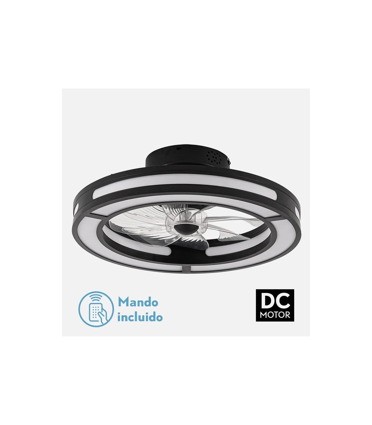 Ventilador Kastoria DC 58W 5900Lm 8 Aspas Negro CCT