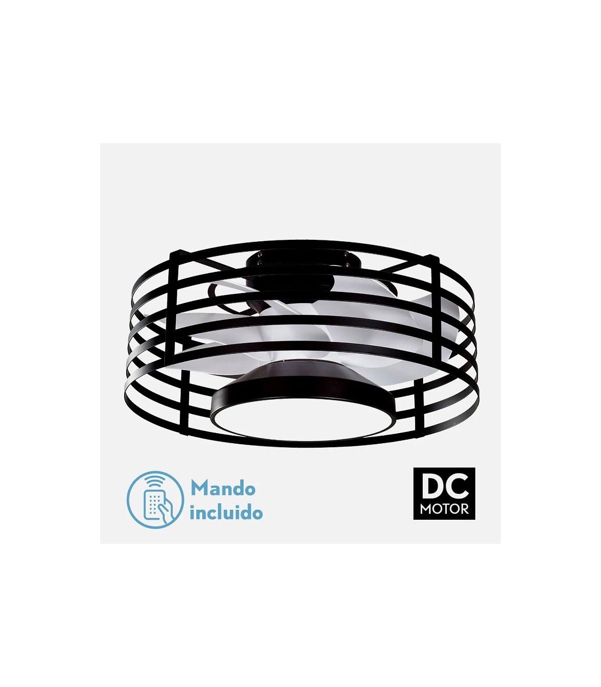 Ventilador Xaloc DC 22W 2180Lm Negro/Blanco CCT