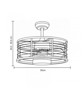 Ventilador Pella DC 24W 2540Lm 3 Aspas Negro/Madera CCT