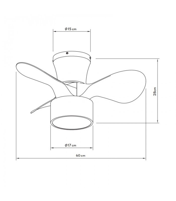 Ventilador Kos DC 24W 2390Lm 3 Aspas Negro CCT