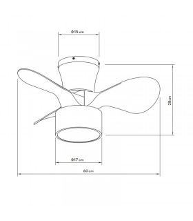 Ventilador Kos DC 24W 2390Lm 3 Aspas Blanco/Haya CCT