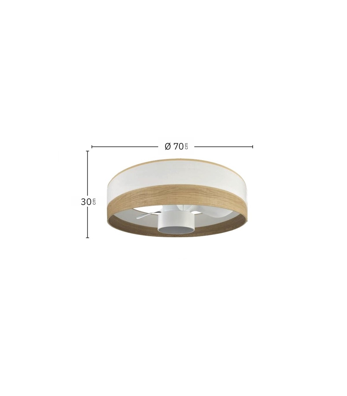 Ventilador Olga 70D Madera Clara-Blanco DC 24W 2390Lm 3 Aspas CCT