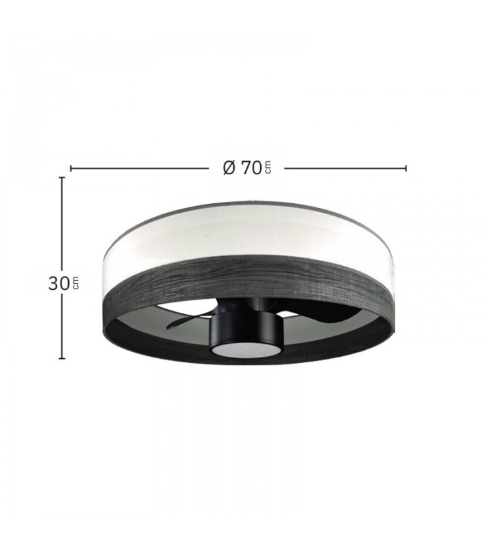 Ventilador Olga 70D Madera Negra-Negro DC 24W 2390Lm 3 Aspas CCT