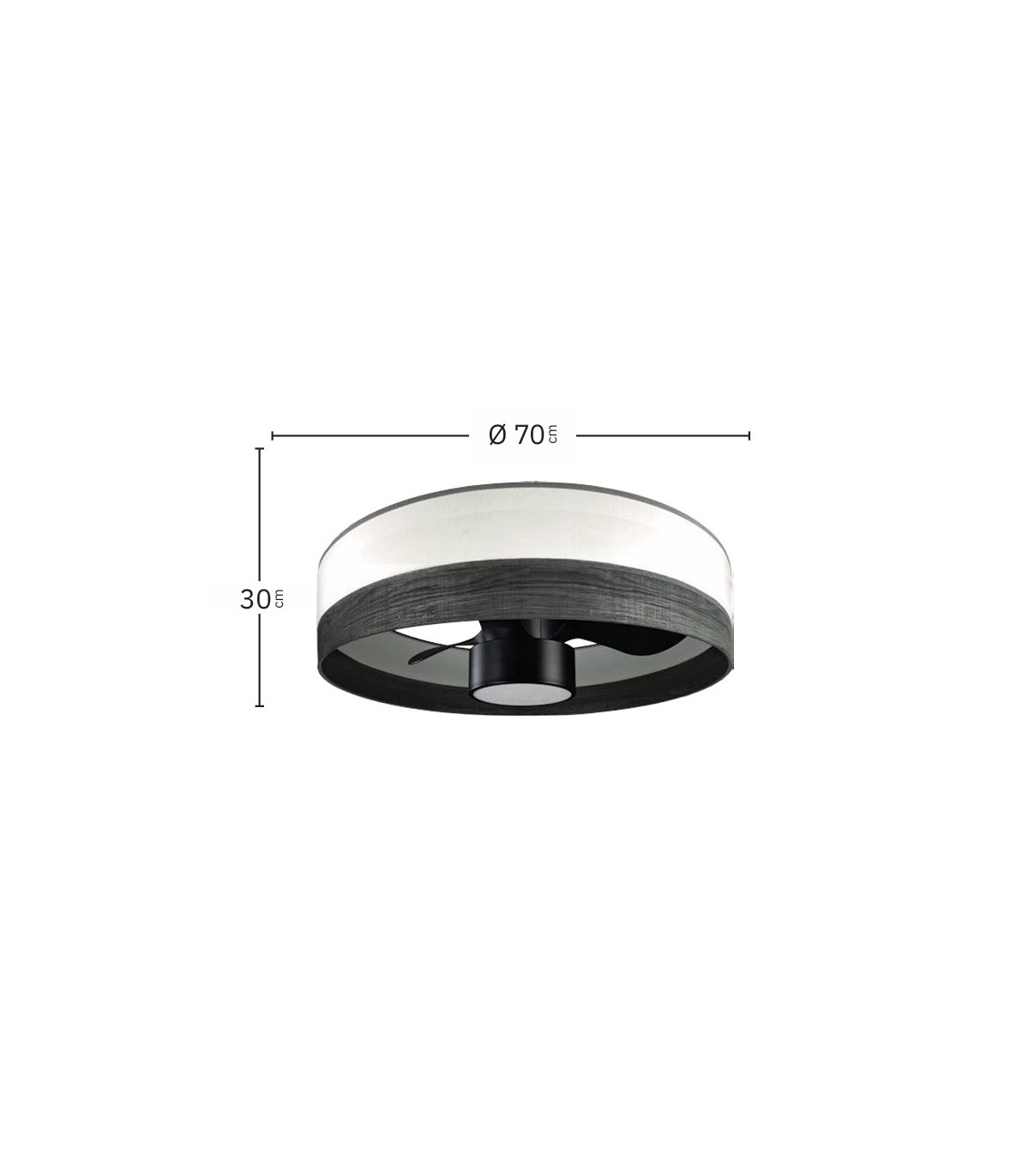 Ventilador Olga 70D Madera Negra-Negro DC 24W 2390Lm 3 Aspas CCT