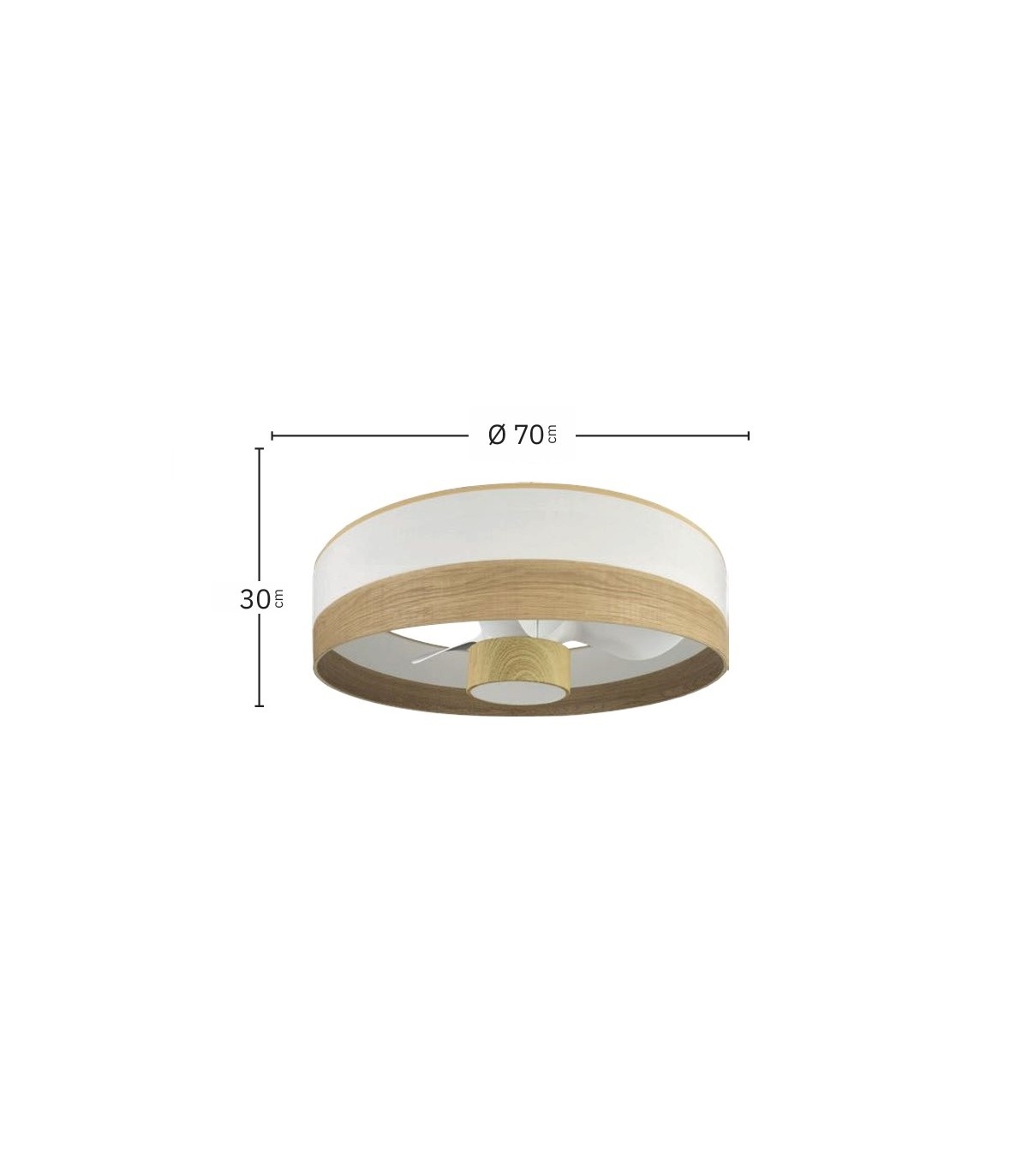 Ventilador Olga 70D Madera Clara-Blanco/Haya DC 24W 2390Lm 3 Aspas CCT