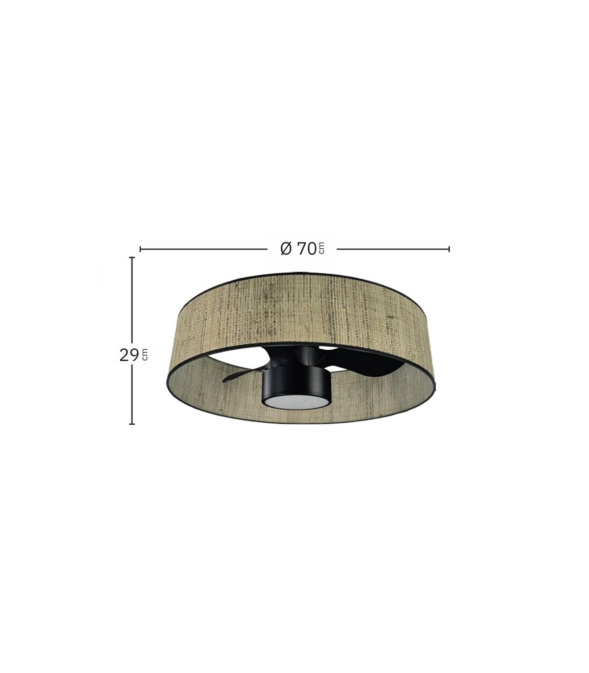 Ventilador Natasha 70D Cañizo-Negro DC 24W 2390Lm 3 Aspas CCT