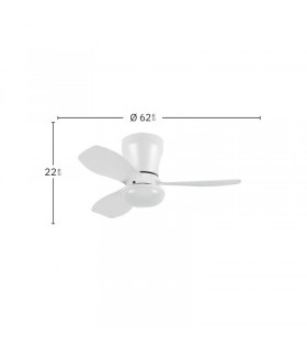 Ventilador de Techo CAIN Blanco DC 15W 1800Lm 3 Aspas Blanco CCT