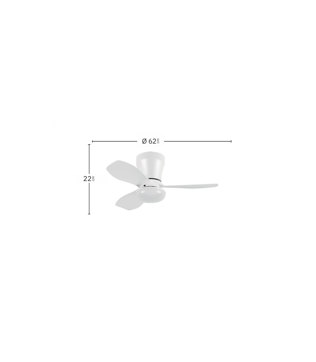 Ventilador de Techo CAIN Blanco DC 15W 1800Lm 3 Aspas Blanco CCT