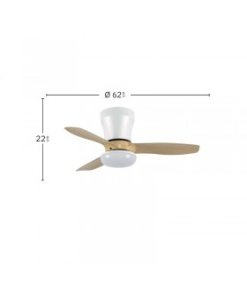 Ventilador de Techo CAIN Blanco DC 15W 1800Lm 3 Aspas Haya CCT