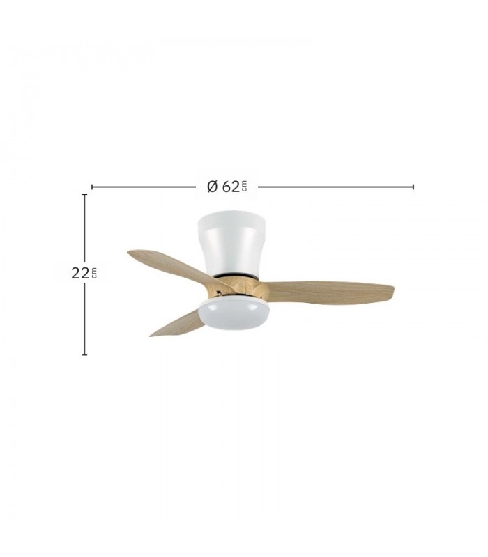 Ventilador de Techo CAIN Blanco DC 15W 1800Lm 3 Aspas Haya CCT