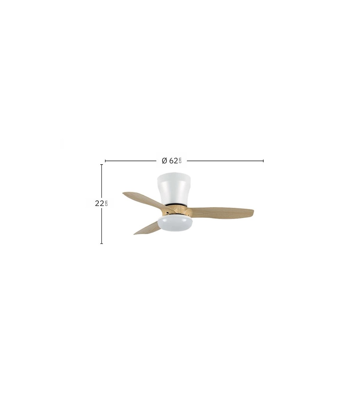 Ventilador de Techo CAIN Blanco DC 15W 1800Lm 3 Aspas Haya CCT
