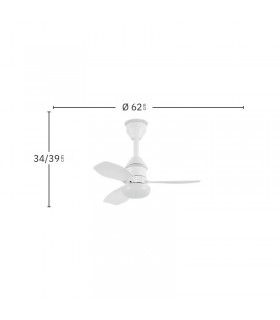Ventilador de Techo ASAF Blanco DC 20W 2100Lm 3 Aspas Blanco CCT