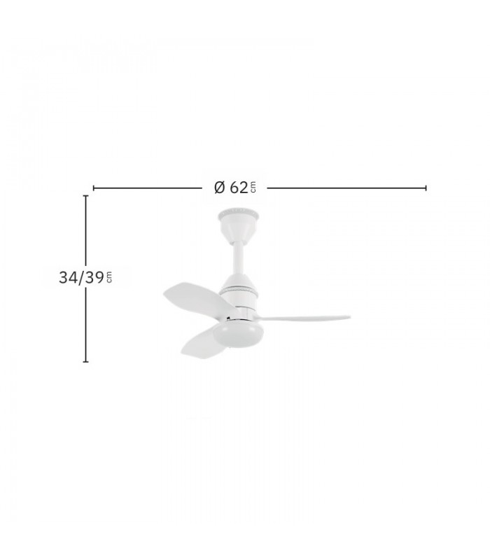 Ventilador de Techo ASAF Blanco DC 20W 2100Lm 3 Aspas Blanco CCT