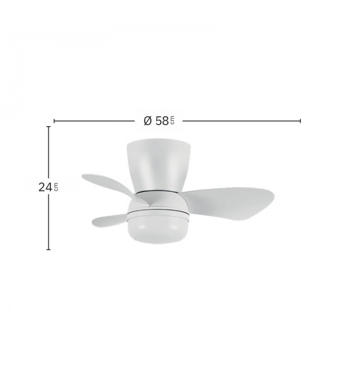 Ventilador de Techo ENOC Blanco DC 15W 1800Lm 3 Aspas Blanco CCT