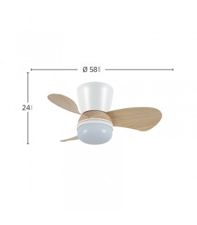 Ventilador de Techo ENOC Blanco DC 15W 1800Lm 3 Aspas Haya CCT