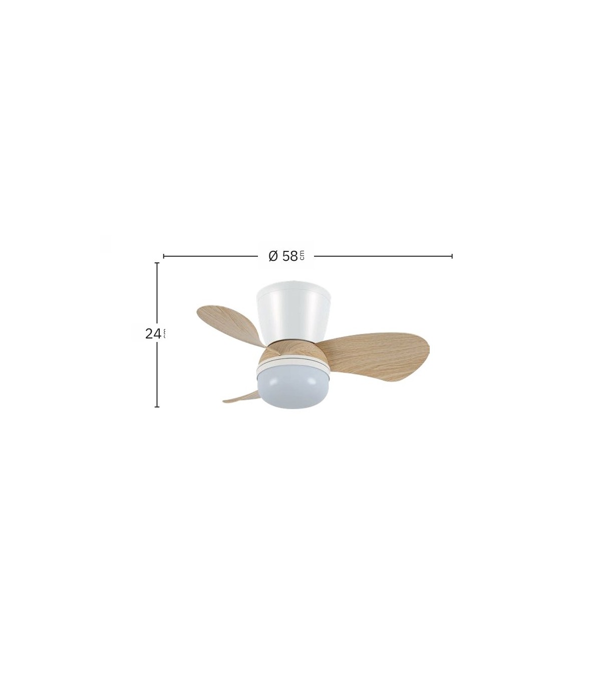 Ventilador de Techo ENOC Blanco DC 15W 1800Lm 3 Aspas Haya CCT