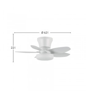 Ventilador de Techo HARAN Blanco DC 15W 1800Lm 5 Aspas Blanco CCT
