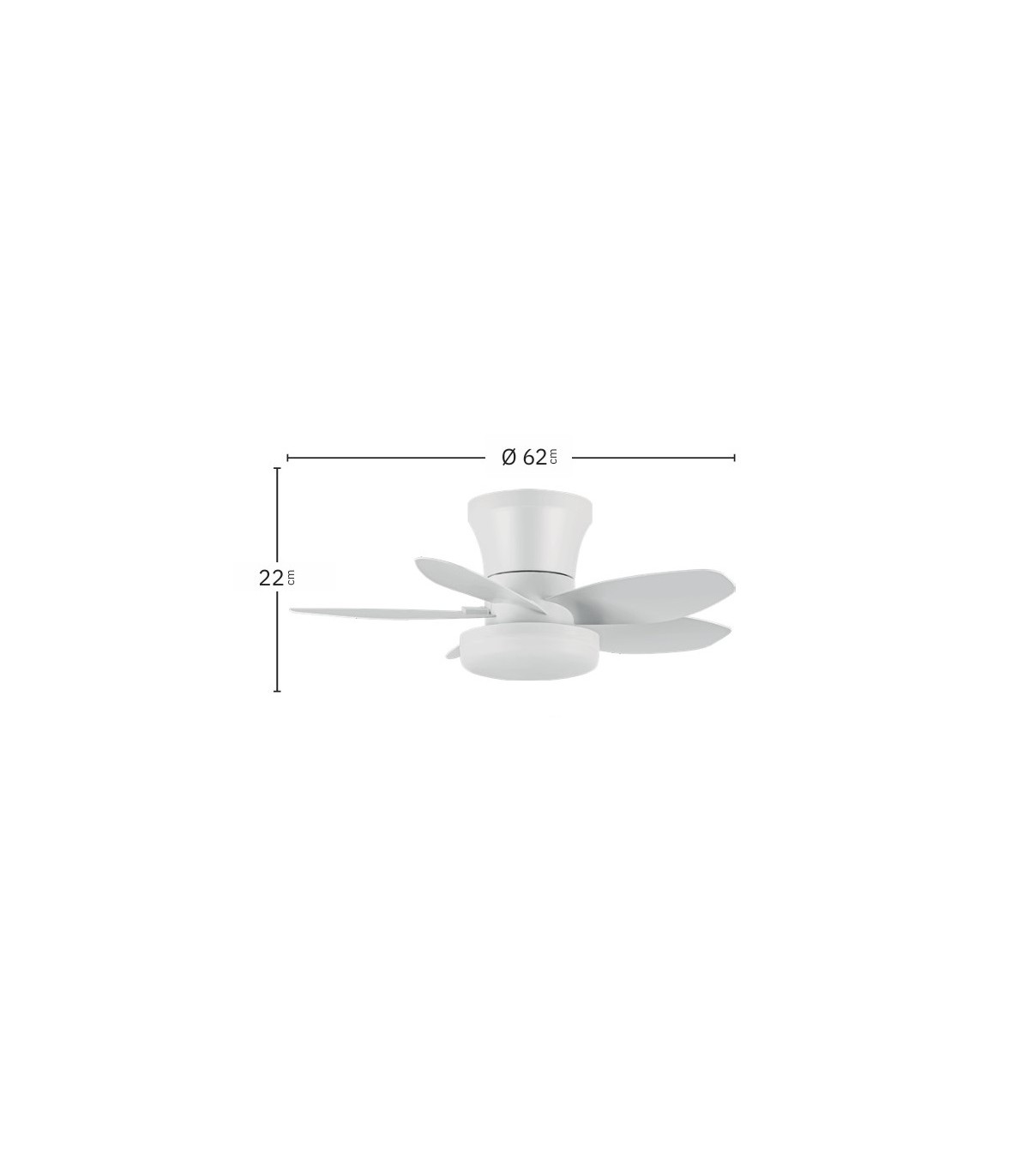 Ventilador de Techo HARAN Blanco DC 15W 1800Lm 5 Aspas Blanco CCT