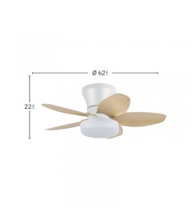 Ventilador de Techo HARAN Blanco DC 15W 1800Lm 5 Aspas Haya CCT