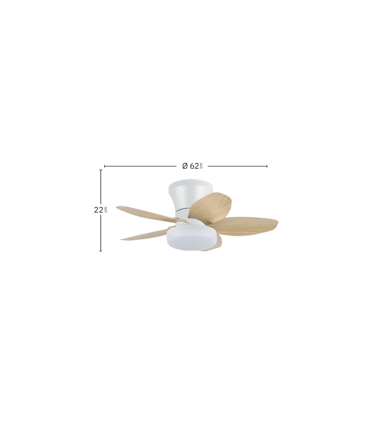 Ventilador de Techo HARAN Blanco DC 15W 1800Lm 5 Aspas Haya CCT