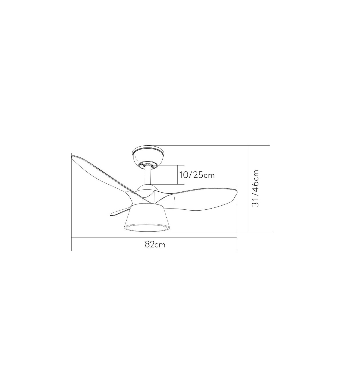 Ventilador Cubico Negro DC 36W 2680Lm 3 Aspas CCT