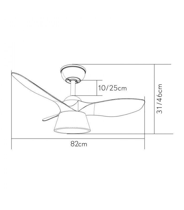 Ventilador Cubico Blanco DC 36W 2680Lm 3 Aspas Haya CCT