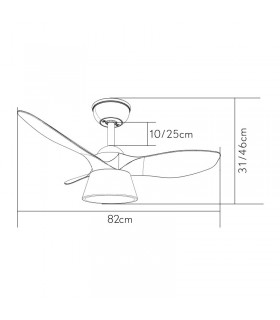 Ventilador Cubico Blanco DC 36W 2680Lm 3 Aspas CCT