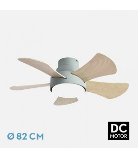 Ventilador Gregario DC Verde 25W 2495Lm 5 Aspas Blanco/Haya CCT