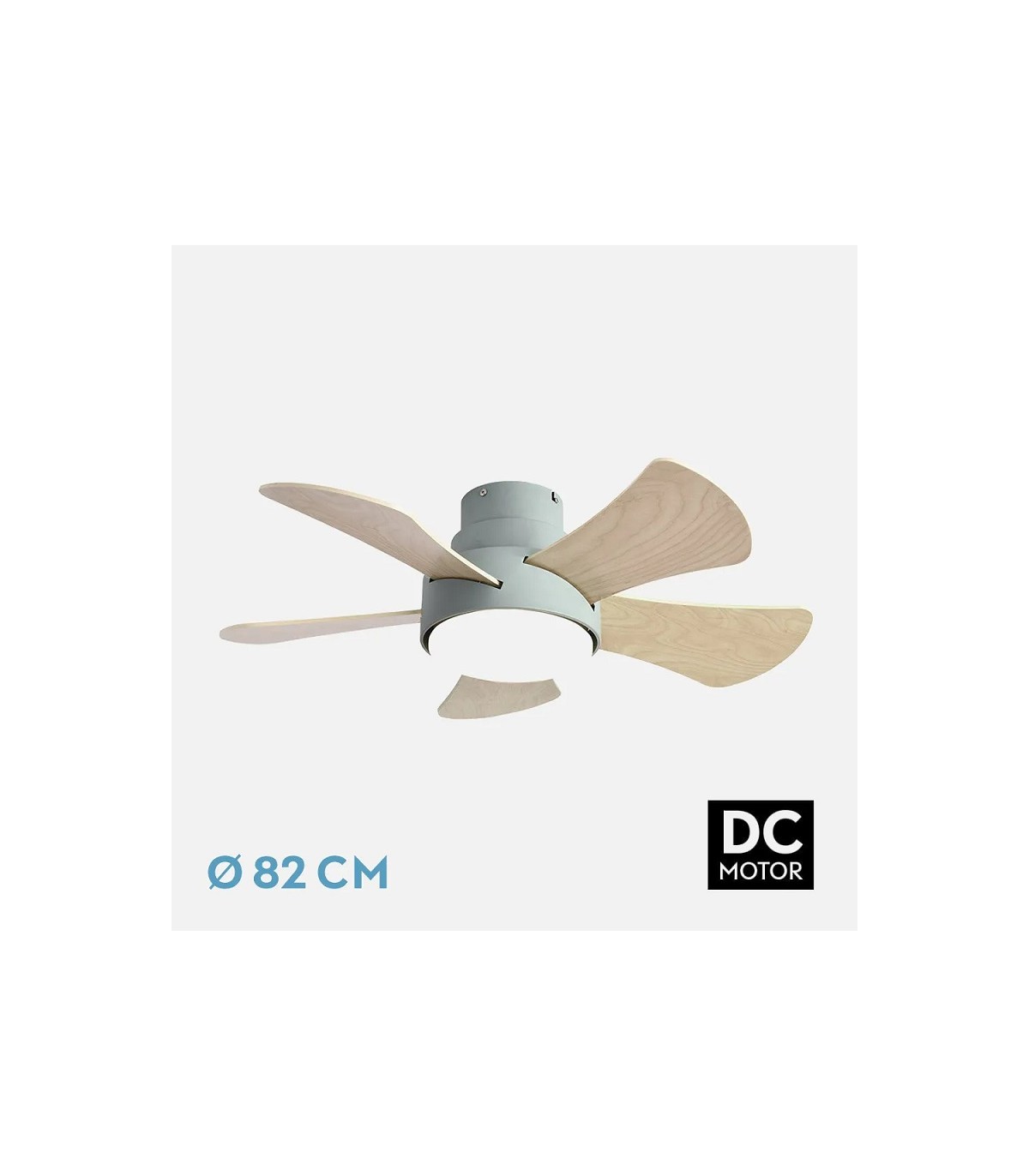 Ventilador Gregario DC Verde 25W 2495Lm 5 Aspas Blanco/Haya CCT