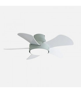 Ventilador Gregario DC Verde 25W 2495Lm 5 Aspas Blanco/Haya CCT