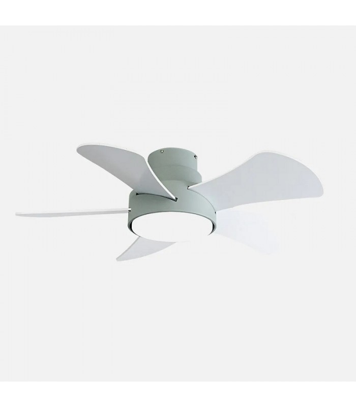 Ventilador Gregario DC Verde 25W 2495Lm 5 Aspas Blanco/Haya CCT