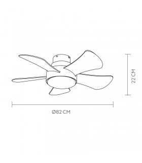 Ventilador Gregario DC Verde 25W 2495Lm 5 Aspas Blanco/Haya CCT
