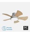 Ventilador Gregario DC Gris 25W 2495Lm 5 Aspas Blanco/Haya CCT