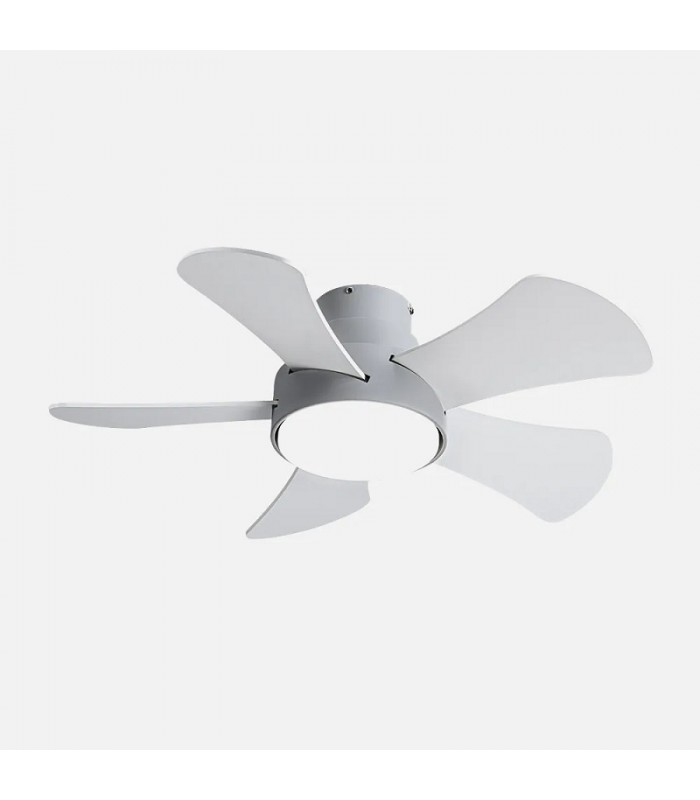 Ventilador Gregario DC Gris 25W 2495Lm 5 Aspas Blanco/Haya CCT