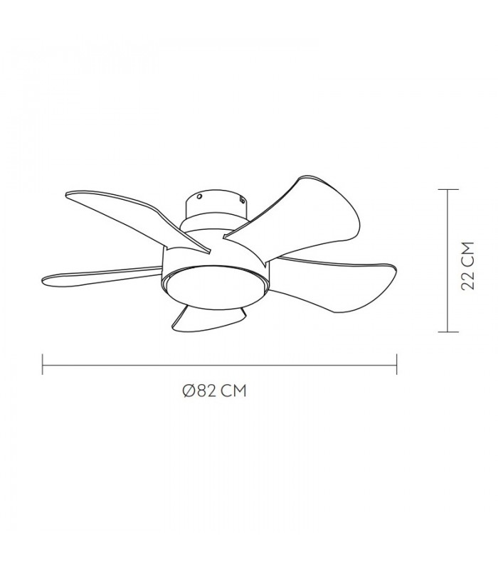Ventilador Gregario DC Gris 25W 2495Lm 5 Aspas Blanco/Haya CCT