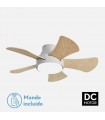 Ventilador Gregario DC Blanco 25W 2495Lm 5 Aspas Blanco/Haya CCT