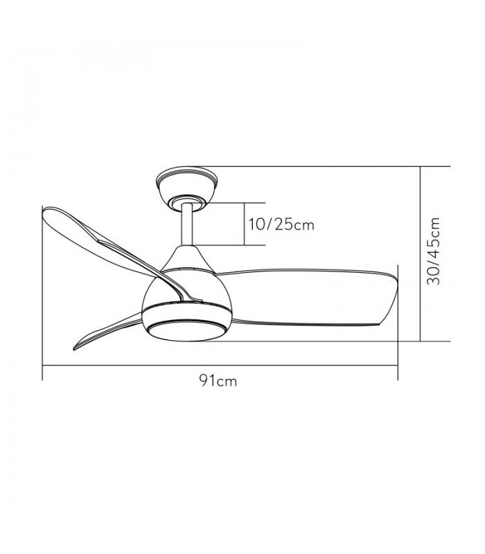 Ventilador de Techo ATOMO Blanco DC 24W 2640Lm 3 Aspas Blanco CCT