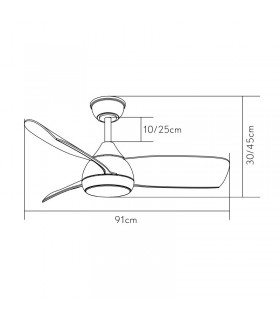Ventilador de Techo ATOMO Blanco DC 24W 2640Lm 3 Aspas Haya CCT