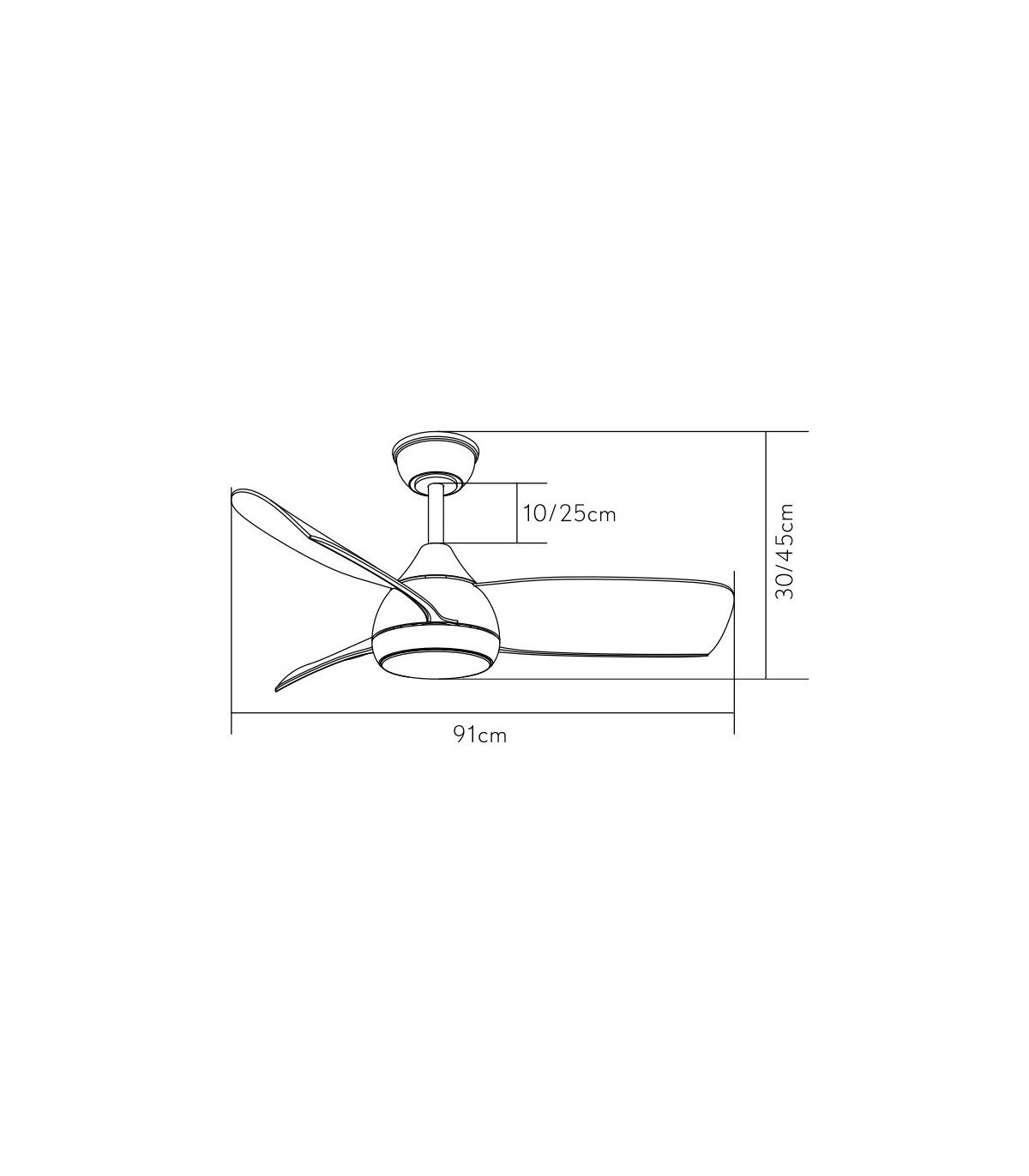 Ventilador de Techo ATOMO Negro DC 24W 2640Lm 3 Aspas Madera Oscura CCT