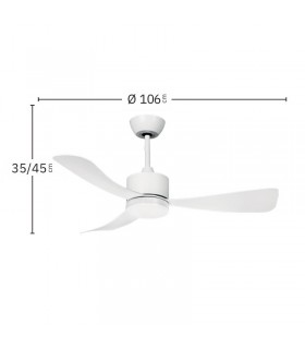 Ventilador de Techo YESTE Blanco DC 18W 2250Lm 3 Aspas Blanco CCT
