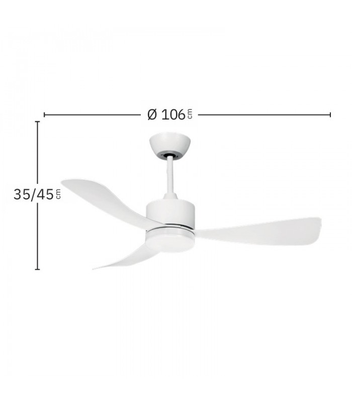 Ventilador de Techo YESTE Blanco DC 18W 2250Lm 3 Aspas Blanco CCT