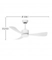 Ventilador de Techo YESTE Blanco DC 18W 2250Lm 3 Aspas Blanco CCT