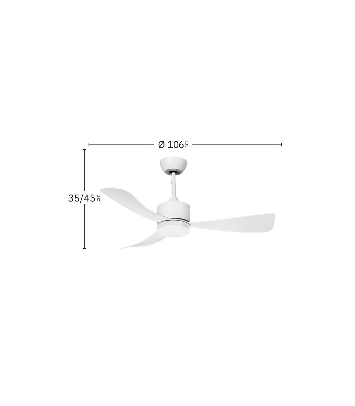 Ventilador de Techo YESTE Blanco DC 18W 2250Lm 3 Aspas Blanco CCT