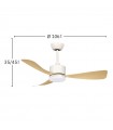 Ventilador de Techo YESTE Blanco DC 18W 2250Lm 3 Aspas Haya CCT