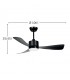Ventilador de Techo YESTE Negro DC 18W 2250Lm 3 Aspas Negro CCT