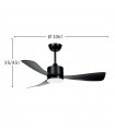 Ventilador de Techo YESTE Negro DC 18W 2250Lm 3 Aspas Negro CCT
