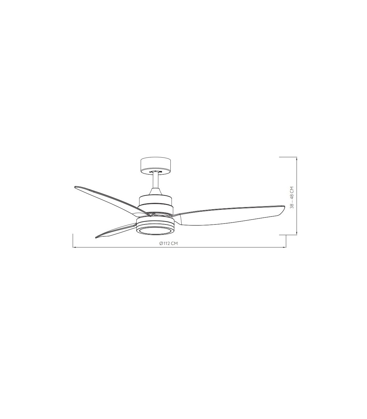 Ventilador de Techo JARAMA DC 20W 2350Lm 3 Aspas Negro CCT