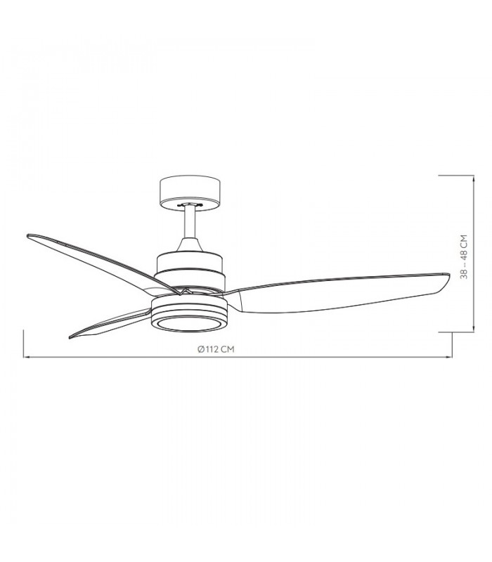 Ventilador de Techo JARAMA DC 20W 2350Lm 3 Aspas Blanco CCT