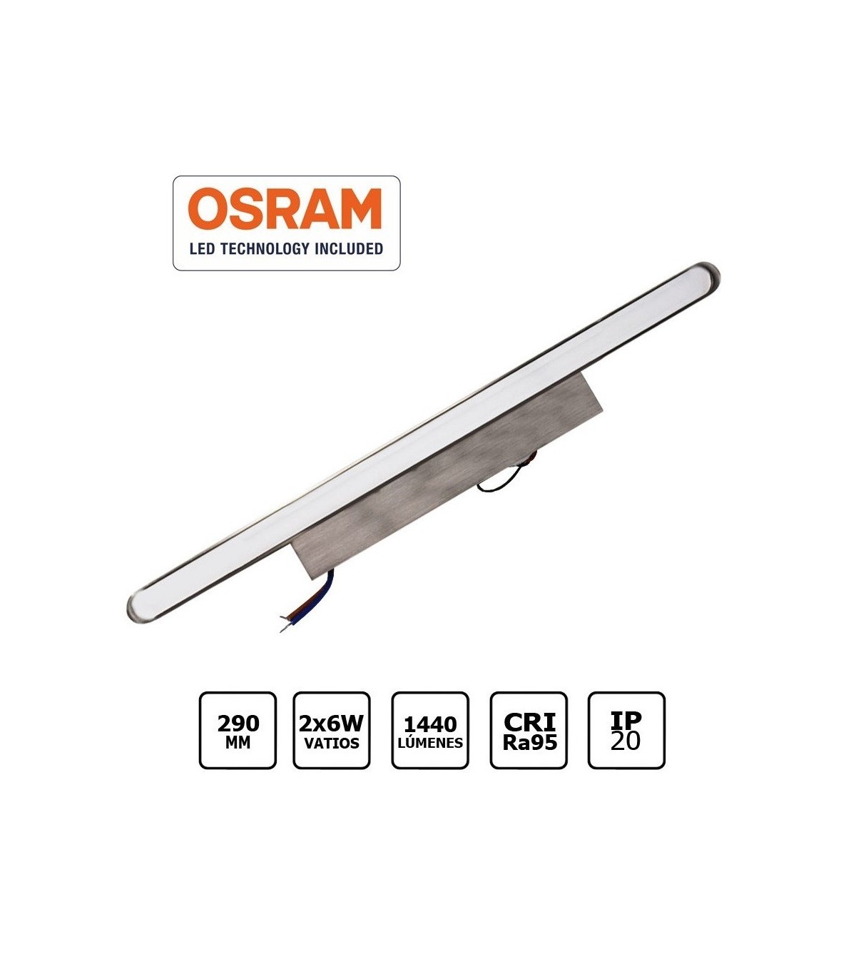 Aplique LED de pared 12W 1.440Lm IP20 4500K Niquel Page